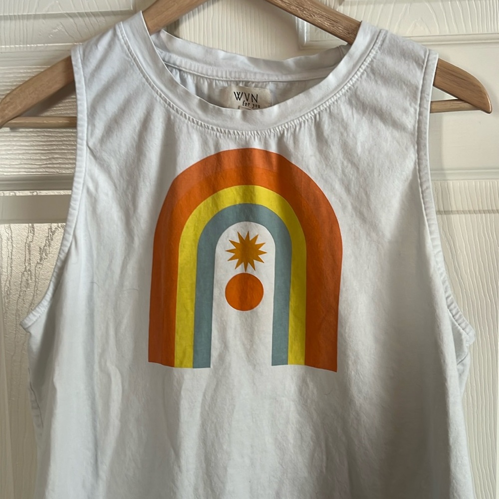 Rainbow graphic muscle tee shirt, made in India